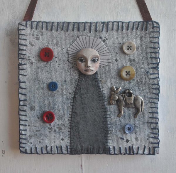 textile mixed media art including sculpture and found objects